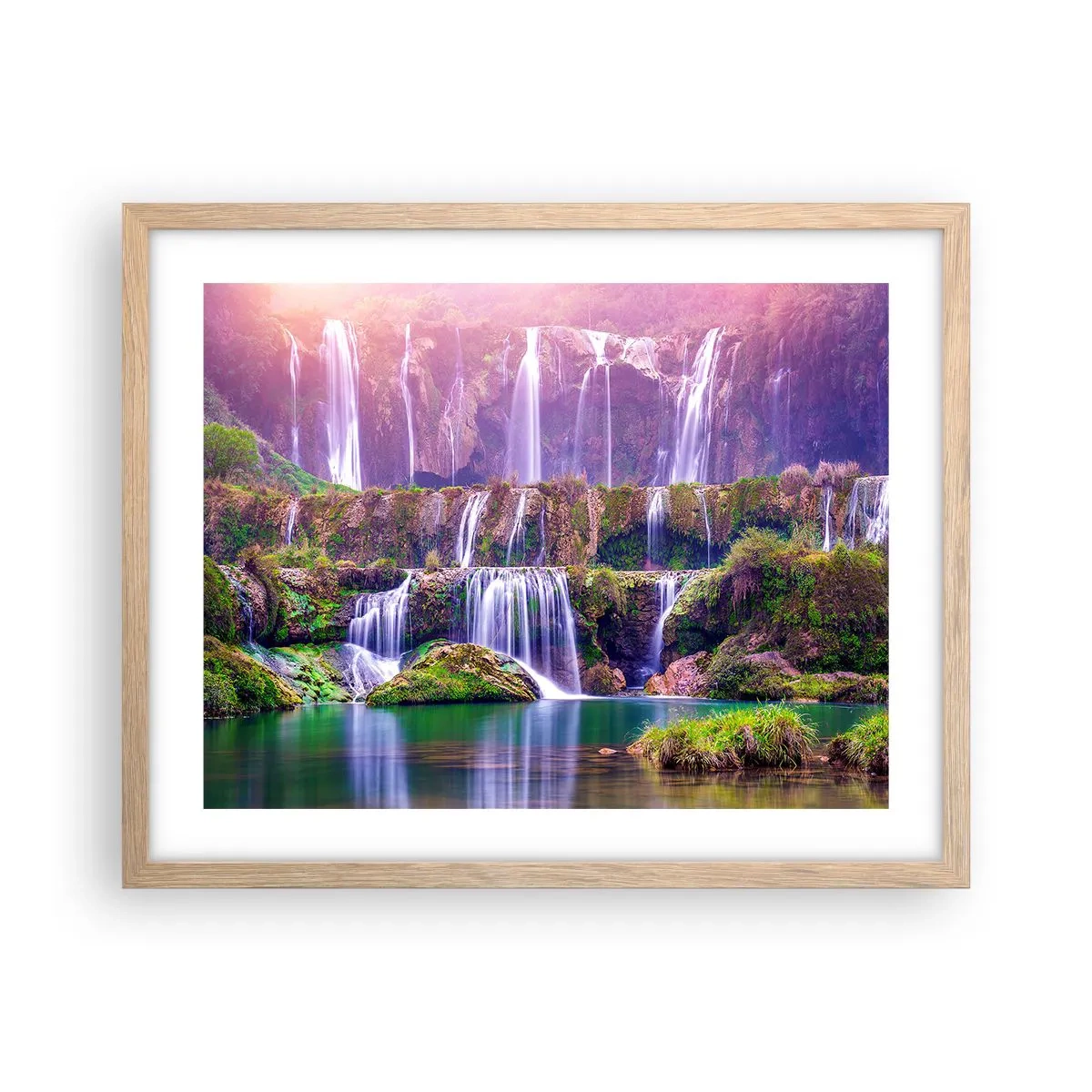 Pôster com moldura de carvalho claro - Escadas para o céu - 50x40 cm