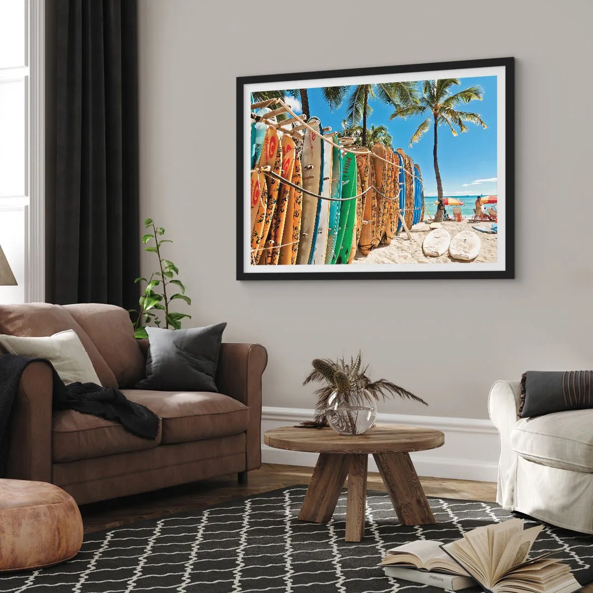 Pôster com moldura preta - Diversão ensolarada - 70x50 cm