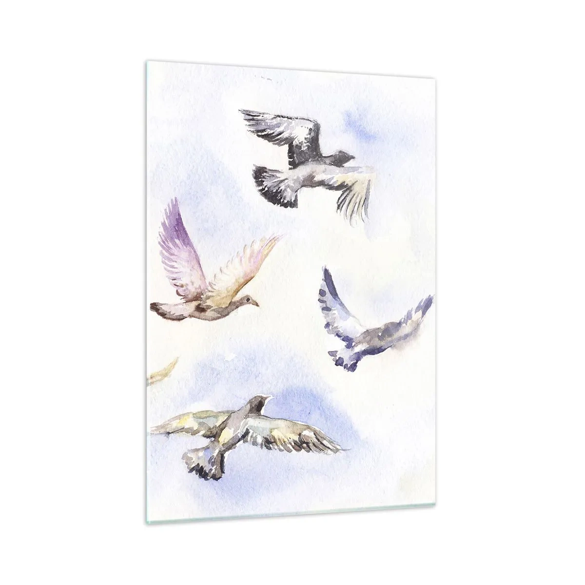 Quadro em vidro - Liberdade em cinza e azul - 50x70 cm