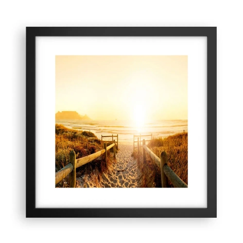 Pôster com moldura preta - Pelaa duna, em direção ao sol - 30x30 cm