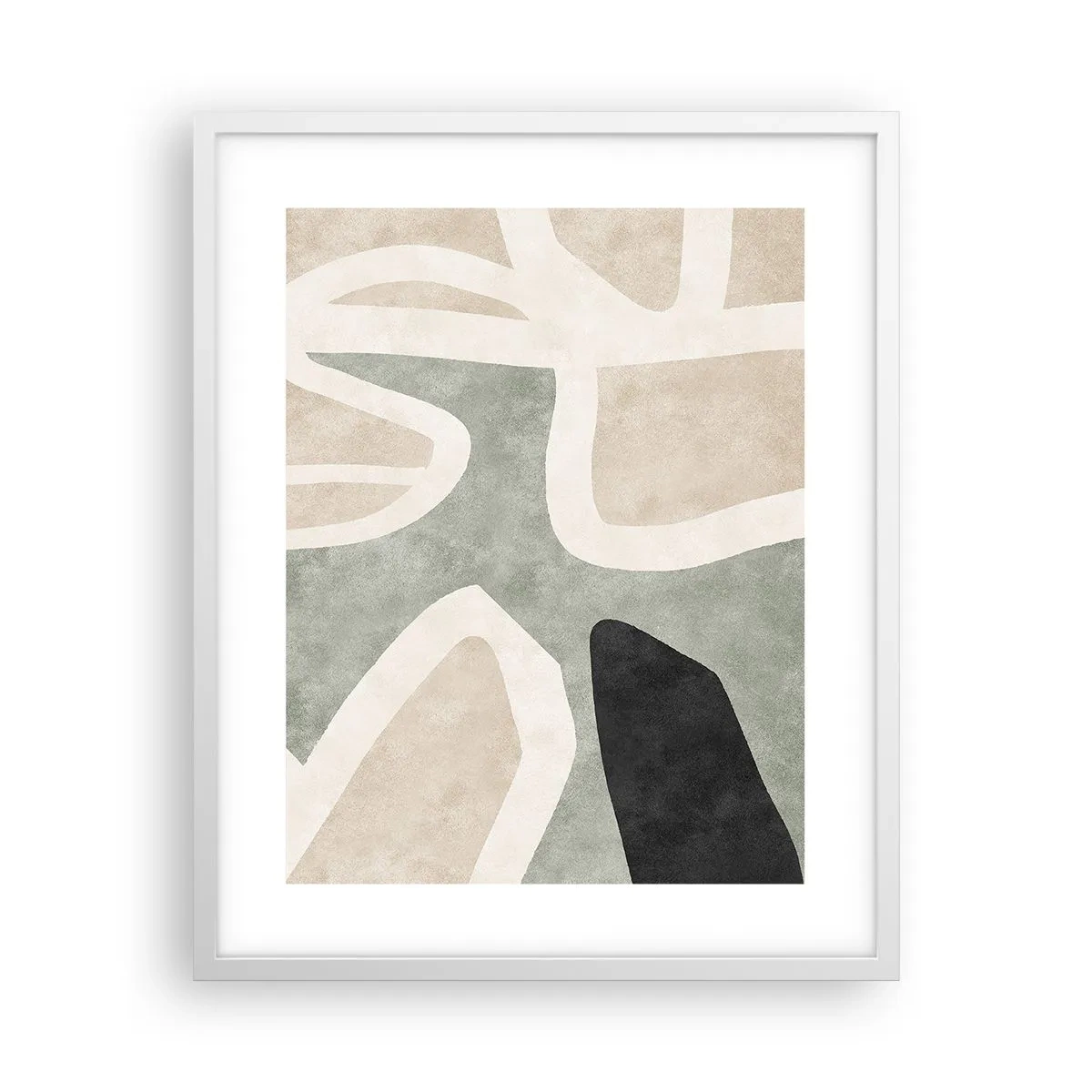 Pôster em moldura branca - Composição com motivo preto - 40x50 cm