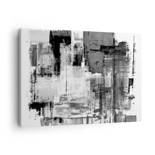 Quadro em tela - Composição abstrata em preto, branco e cinza - 70x50cm - O cinza é lindo - Decoração de parede moderna para a sala de estar e quarto ARTTOR