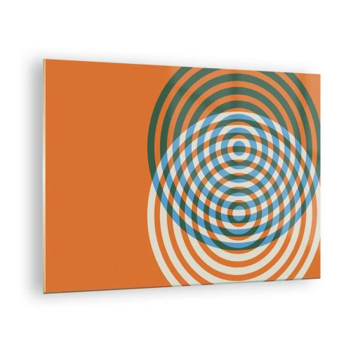 Quadro em vidro - Gráfico geométrico abstrato com círculos concêntricos - 70x50cm - Variação circular abstrata - Decoração de parede moderna para a sala de estar e quarto ARTTOR