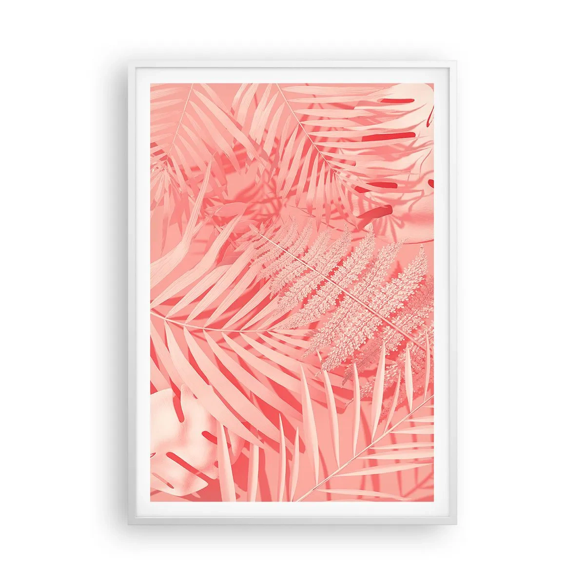 Pôster em moldura branca - Conceito cor-de-rosa - 70x100 cm