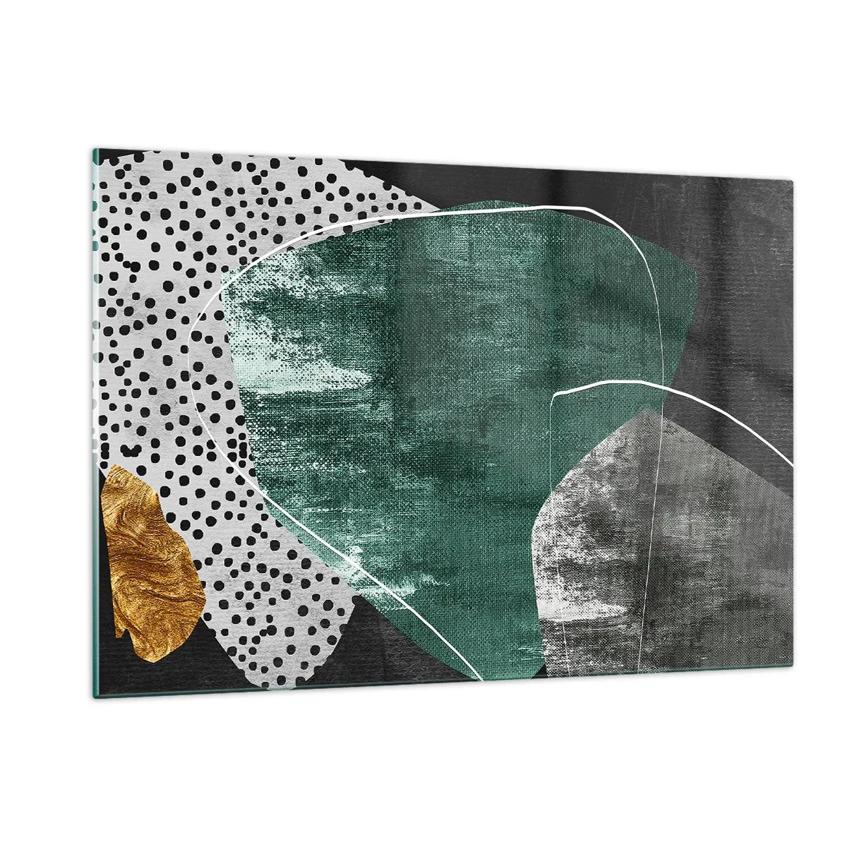 Quadro em vidro - Abstração colorida com folha de ouro - 120x80 cm