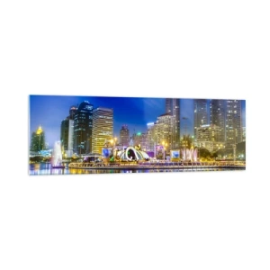 Quadro em vidro - Noite arco-íris da metrópole - 160x50 cm