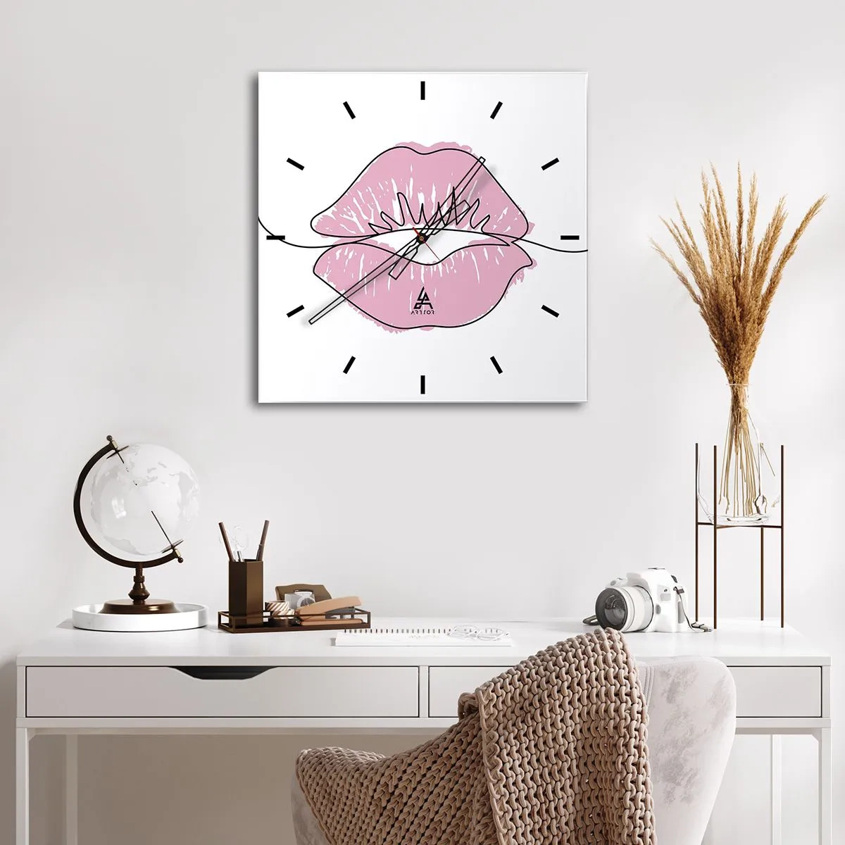 Relógio de parede - Relógio em vidro - Pronto para beijar? - 30x30 cm