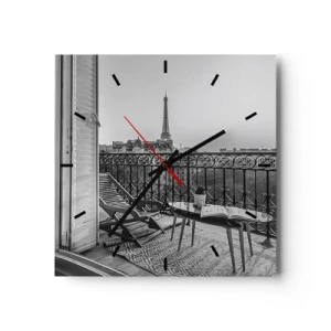 Relógio de parede - Relógio em vidro - Tarde de Paris - 30x30 cm