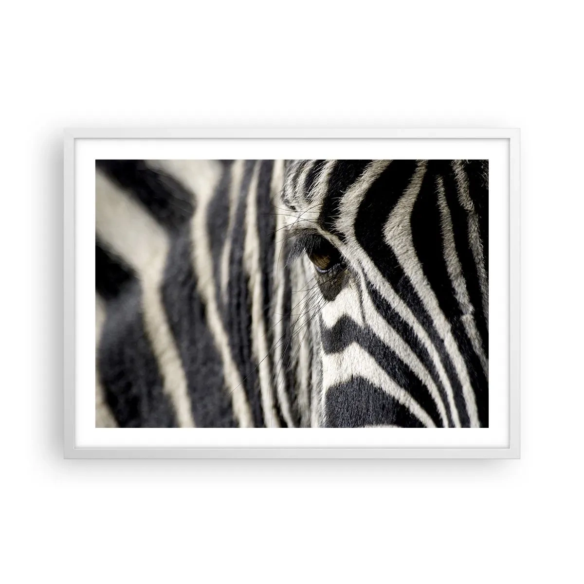 Pôster em moldura branca - Retrato em listras - 70x50 cm