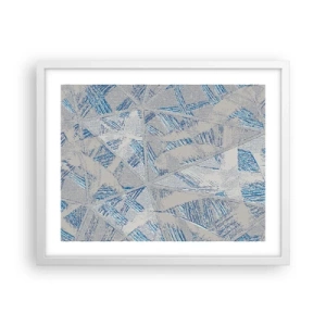 Pôster em moldura branca - Em um labirinto azul e cinza - 50x40 cm
