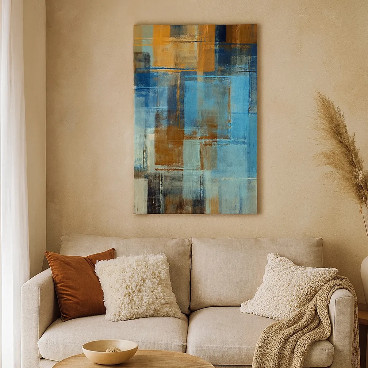 Quadro em tela - Através da cortina azul - 50x70 cm