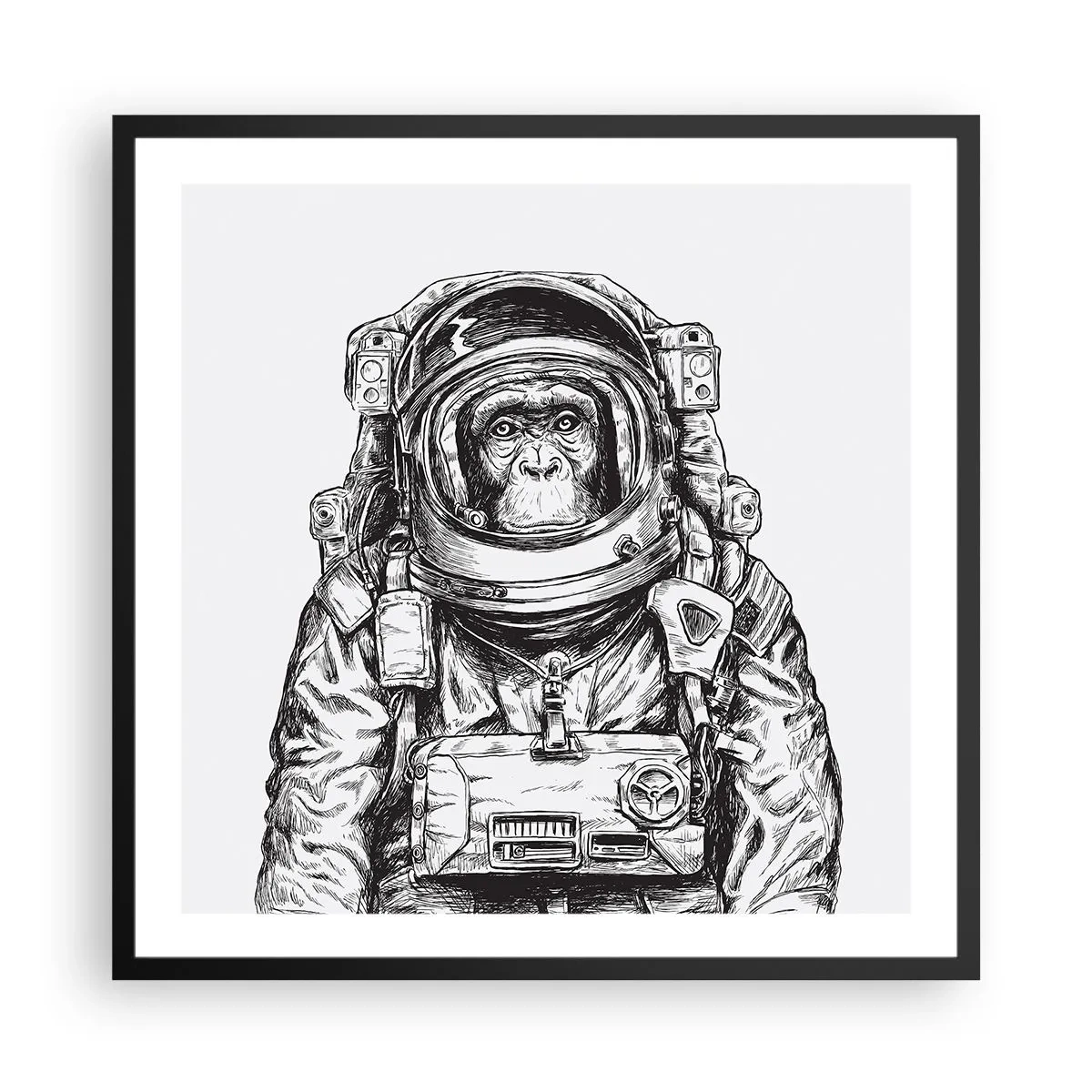 Pôster com moldura preta - Evolução alternativa - 60x60 cm