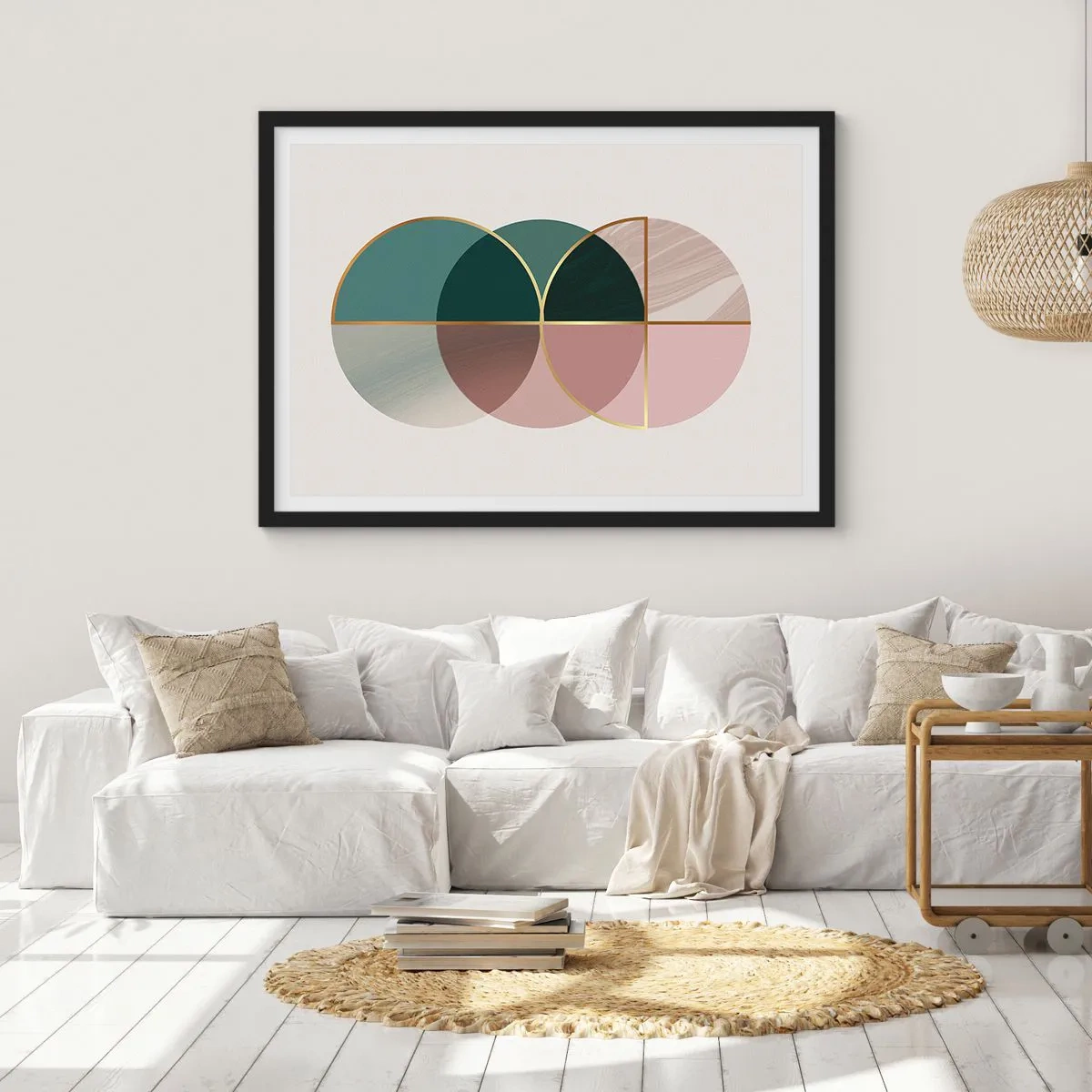 Pôster com moldura preta - Círculo entre círculos… - 70x50 cm