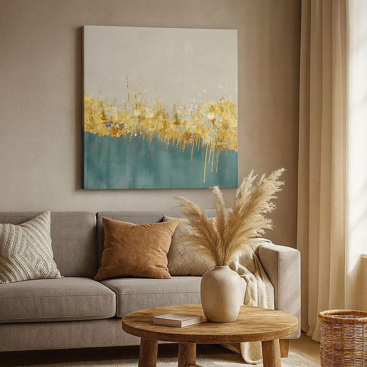 Quadro em tela - A fronteira dourada - 30x30 cm