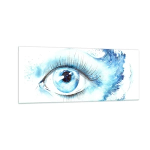 Quadro em vidro - Mergulho no olhar azul - 100x40 cm