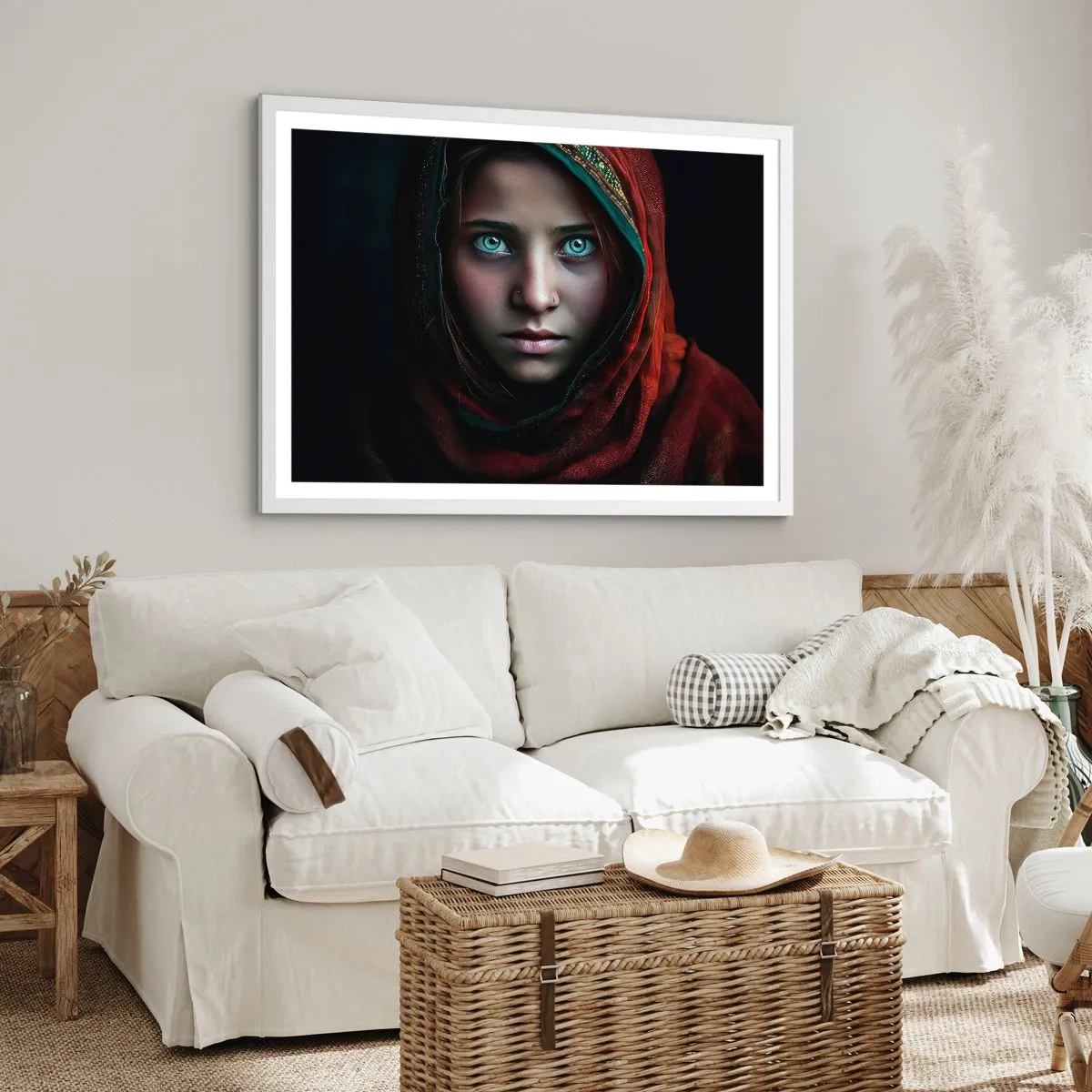 Pôster em moldura branca - Princesa oriental - 91x61 cm