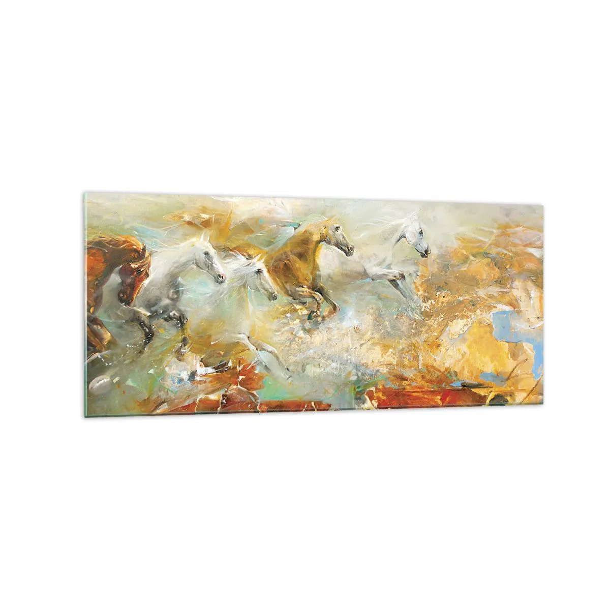 Quadro em vidro - A galope através da luz - 120x50 cm