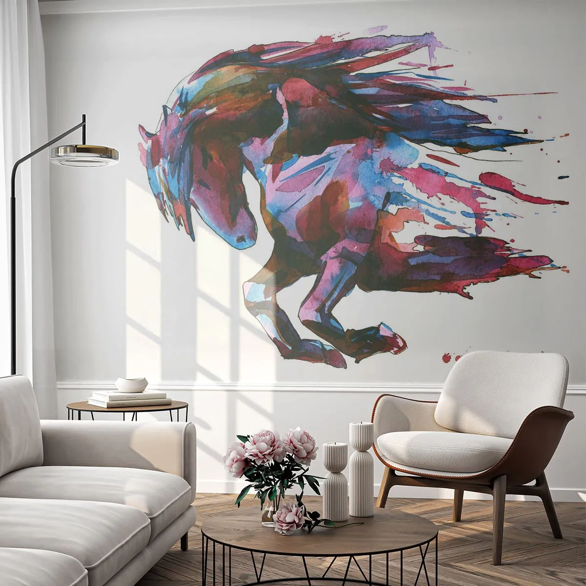 Papel de Parede Premium Sand - Em êxtase - Animais, Abstração, Cavalo - 350x256 cm
