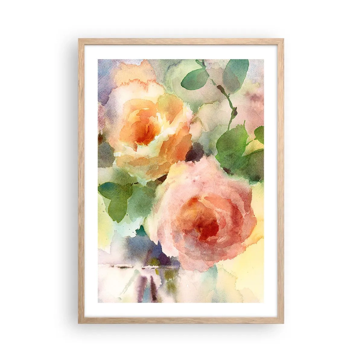 Pôster com moldura de carvalho claro - Delicado como uma aquarela - 50x70 cm