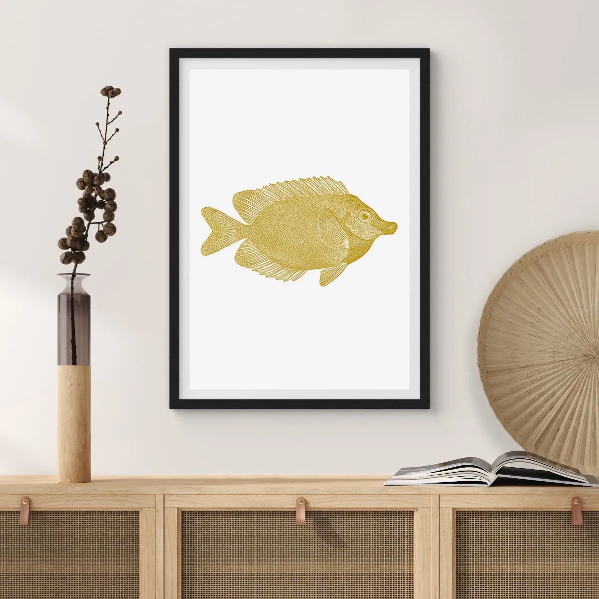Pôster com moldura preta - Peixe e pronto - 70x100 cm