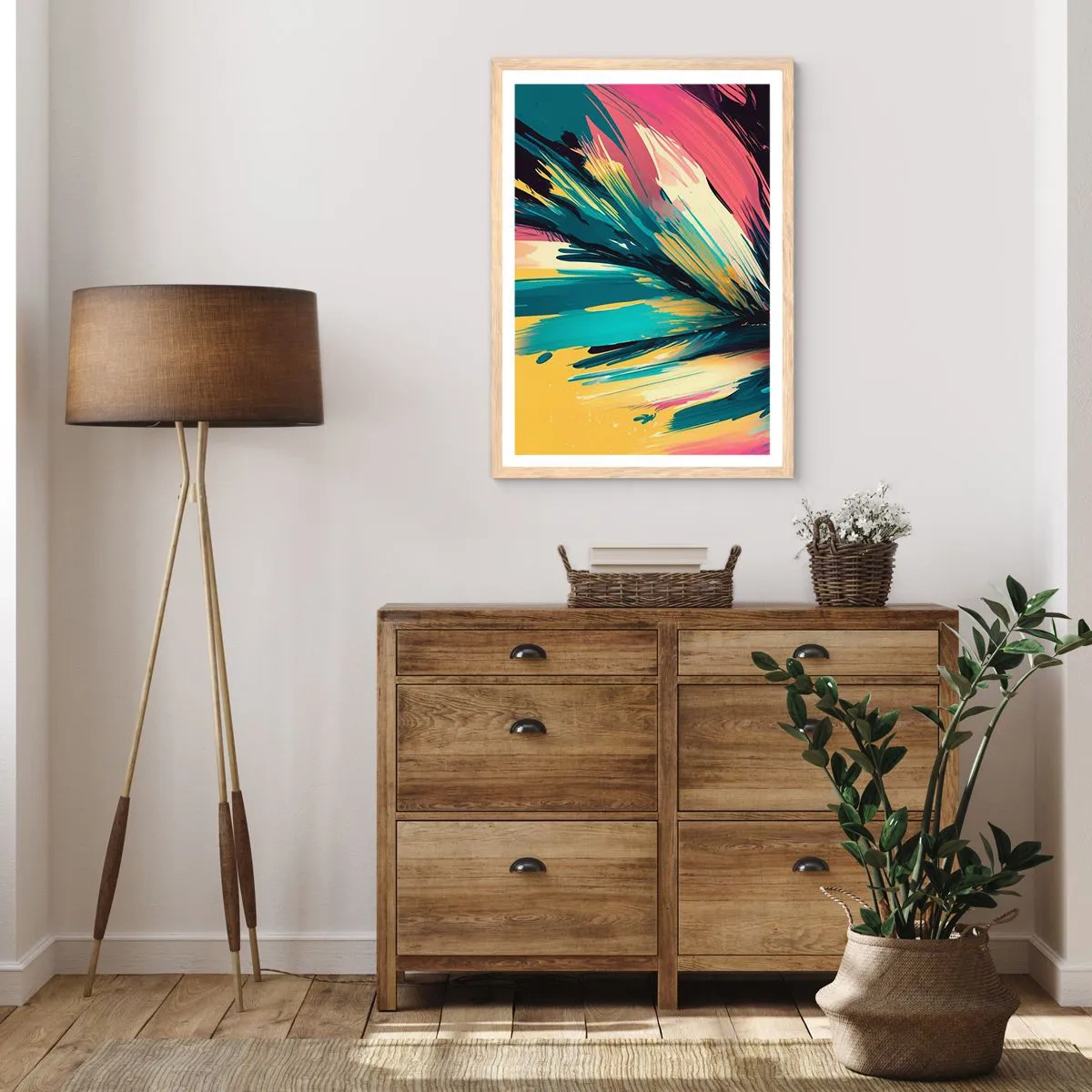 Pôster com moldura de carvalho claro - Composição – uma explosão de alegria - 30x40 cm