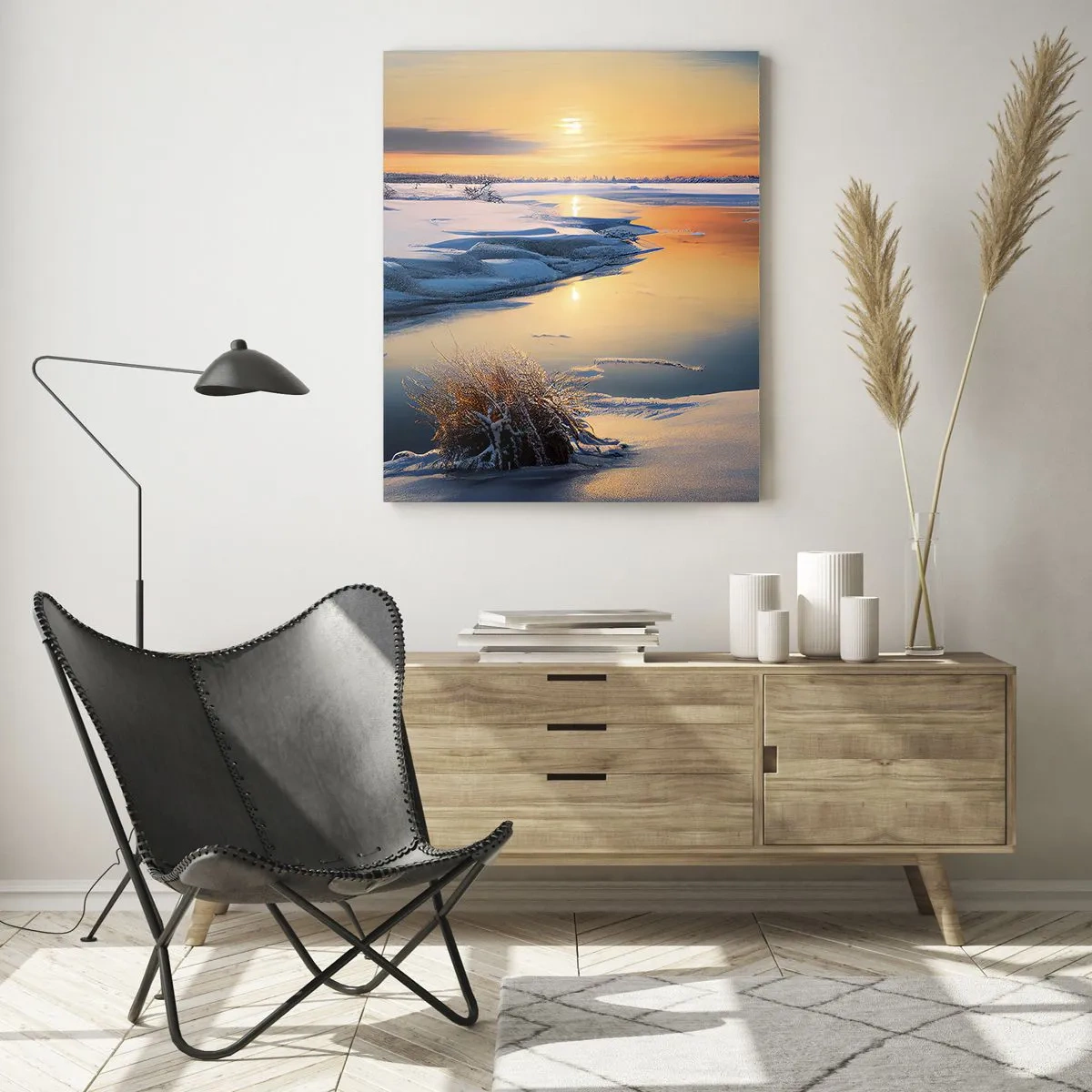 Quadro em vidro - Pôr do sol de inverno - 80x120 cm
