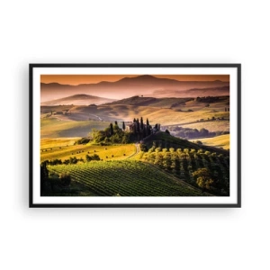 Pôster com moldura preta - Arcádia - Paisagem toscana - 91x61 cm