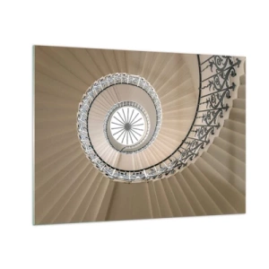 Quadro em vidro - Uma vista de uma escada em espiral que lembra uma concha - 70x50cm - Dentro da casca - Decoração de parede moderna para a sala de estar e quarto ARTTOR