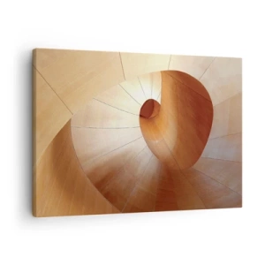 Quadro em tela - Espiral abstrata em tons de madeira e marrom claro - 70x50cm - Serpentina arquitetônica - Decoração de parede moderna para a sala de estar e quarto ARTTOR