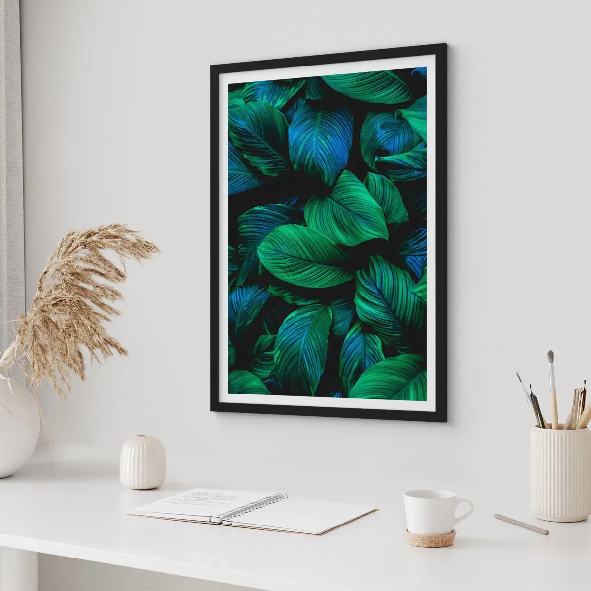 Pôster com moldura preta - Na multidão verde - 61x91 cm