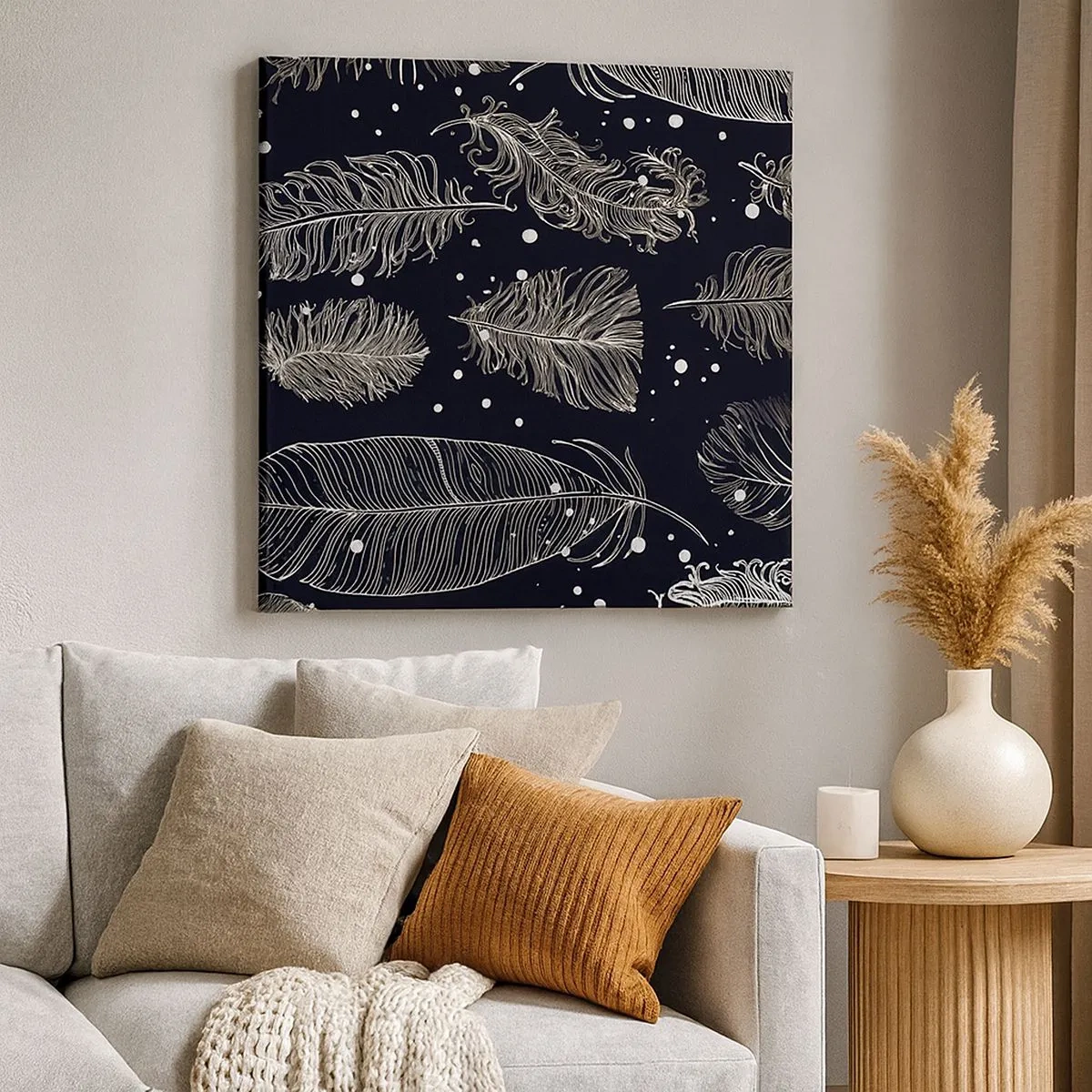 Quadro em tela - Rendas de penas - 30x30 cm