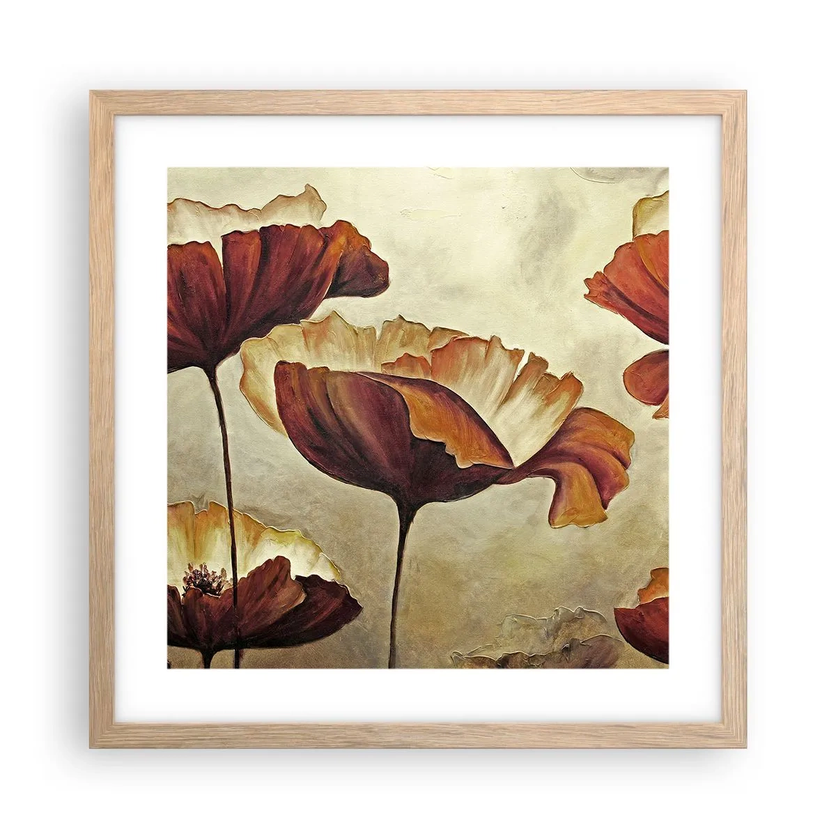 Pôster com moldura de carvalho claro - Prados e pradarias - 40x40 cm