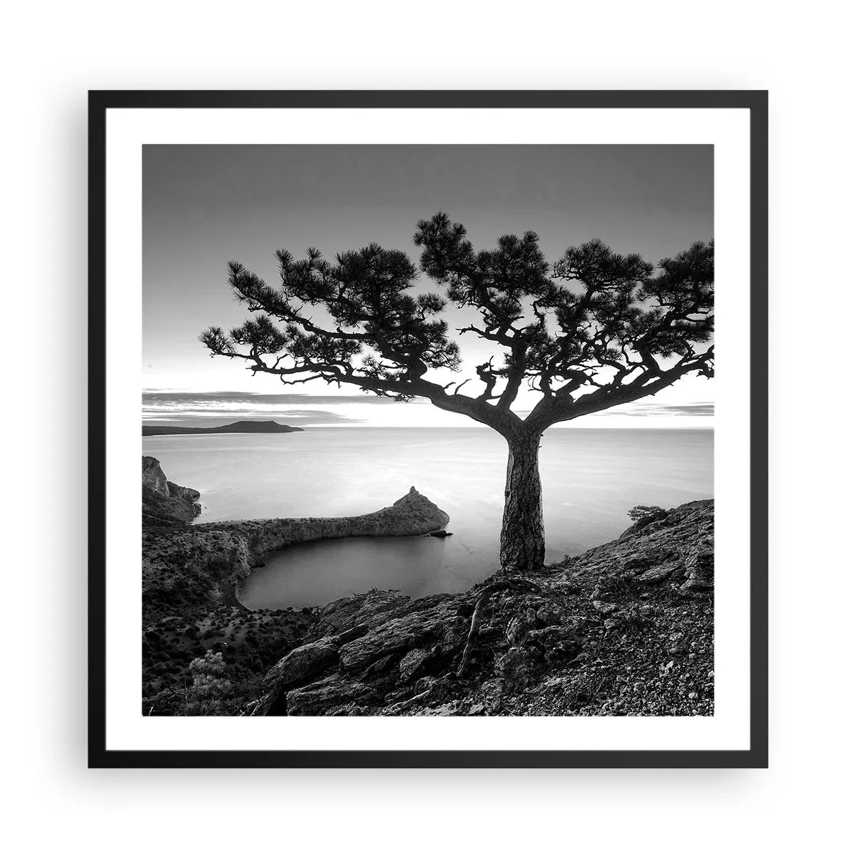 Pôster com moldura preta - Paz até ao horizonte - 60x60 cm