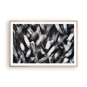 Pôster com moldura de carvalho claro - Abstração no espírito industrial - 91x61 cm