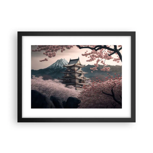 Pôster com moldura preta - A terra da flor de cerejeira - 40x30 cm