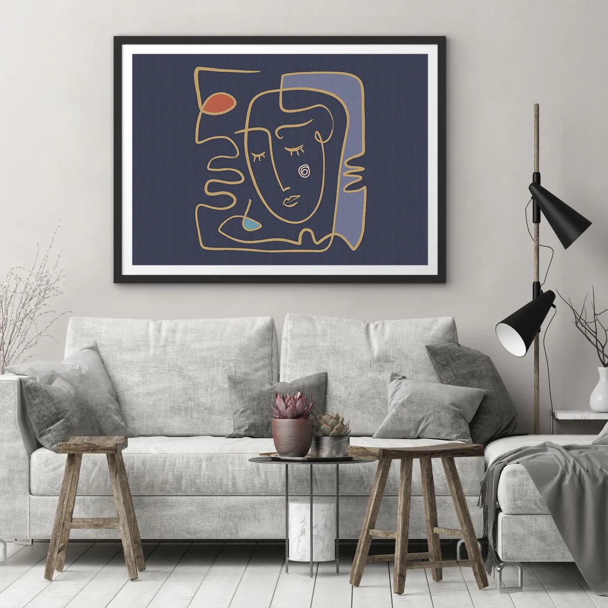 Pôster com moldura preta - Nos pensamentos - 50x40 cm