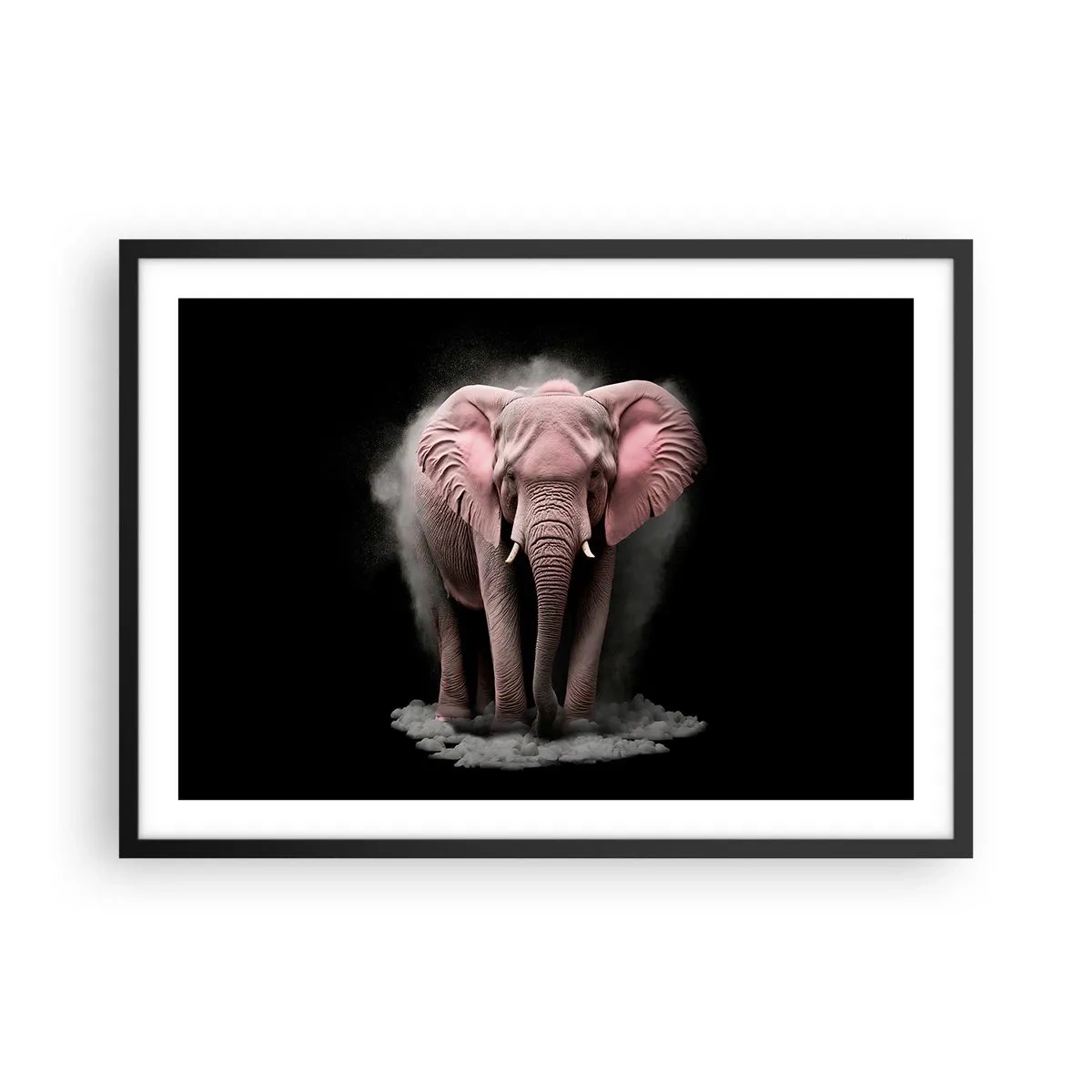 Pôster com moldura preta - Não pense em um elefante rosa! - 70x50 cm