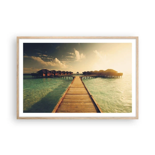 Pôster com moldura de carvalho claro - Um convite caloroso - 91x61 cm