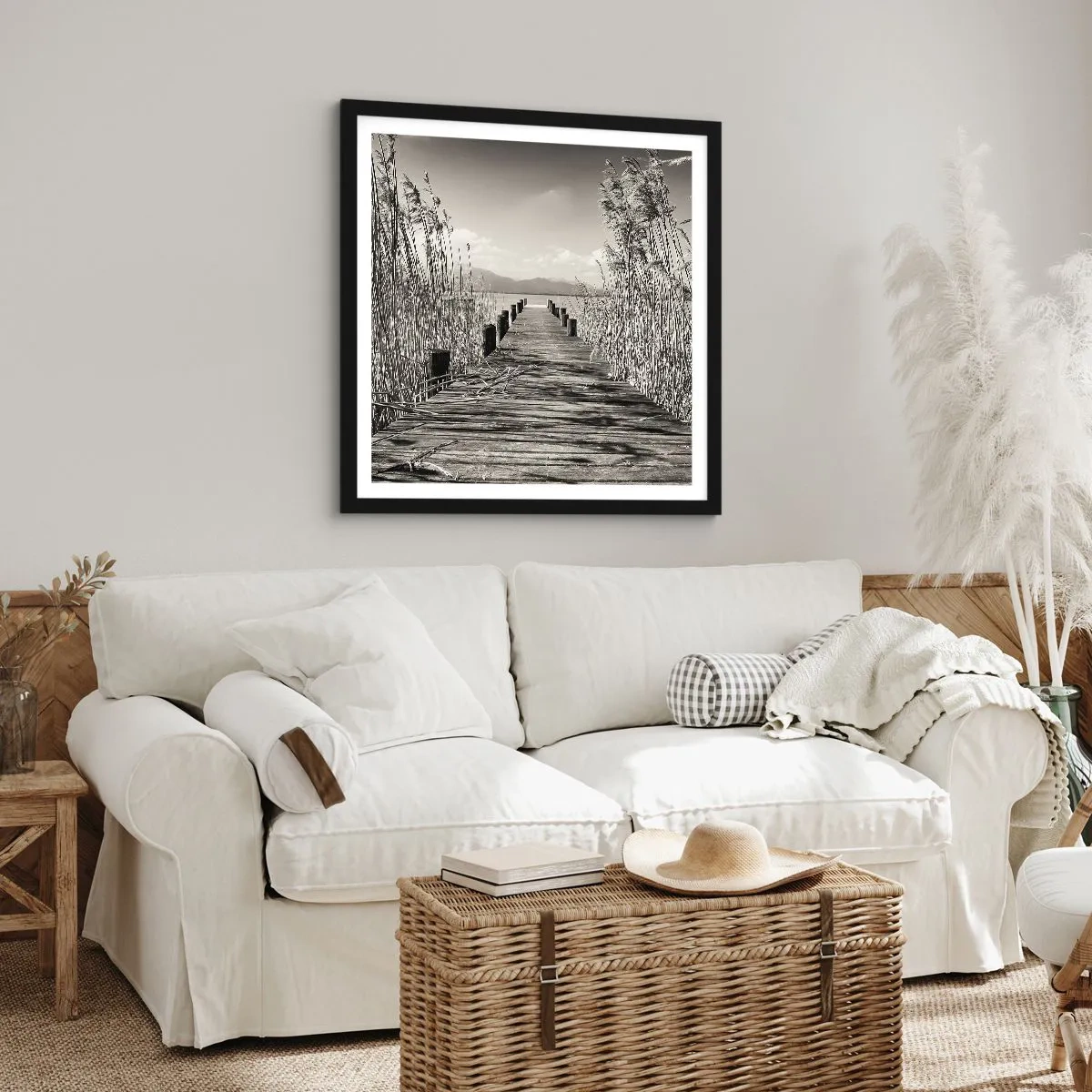 Pôster com moldura preta - No silêncio da relva - 60x60 cm