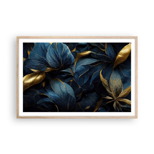 Pôster com moldura de carvalho claro - Forrado com ouro - 91x61 cm