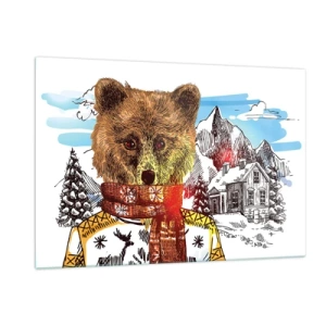 Quadro em vidro - Cabana de urso - 120x80 cm