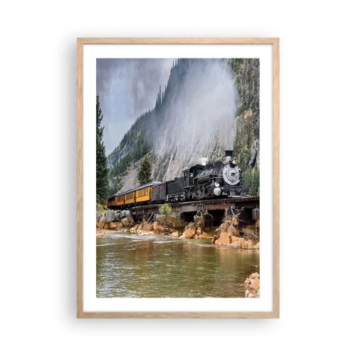 Pôster com moldura de carvalho claro - Para onde? Onde? - 50x70 cm