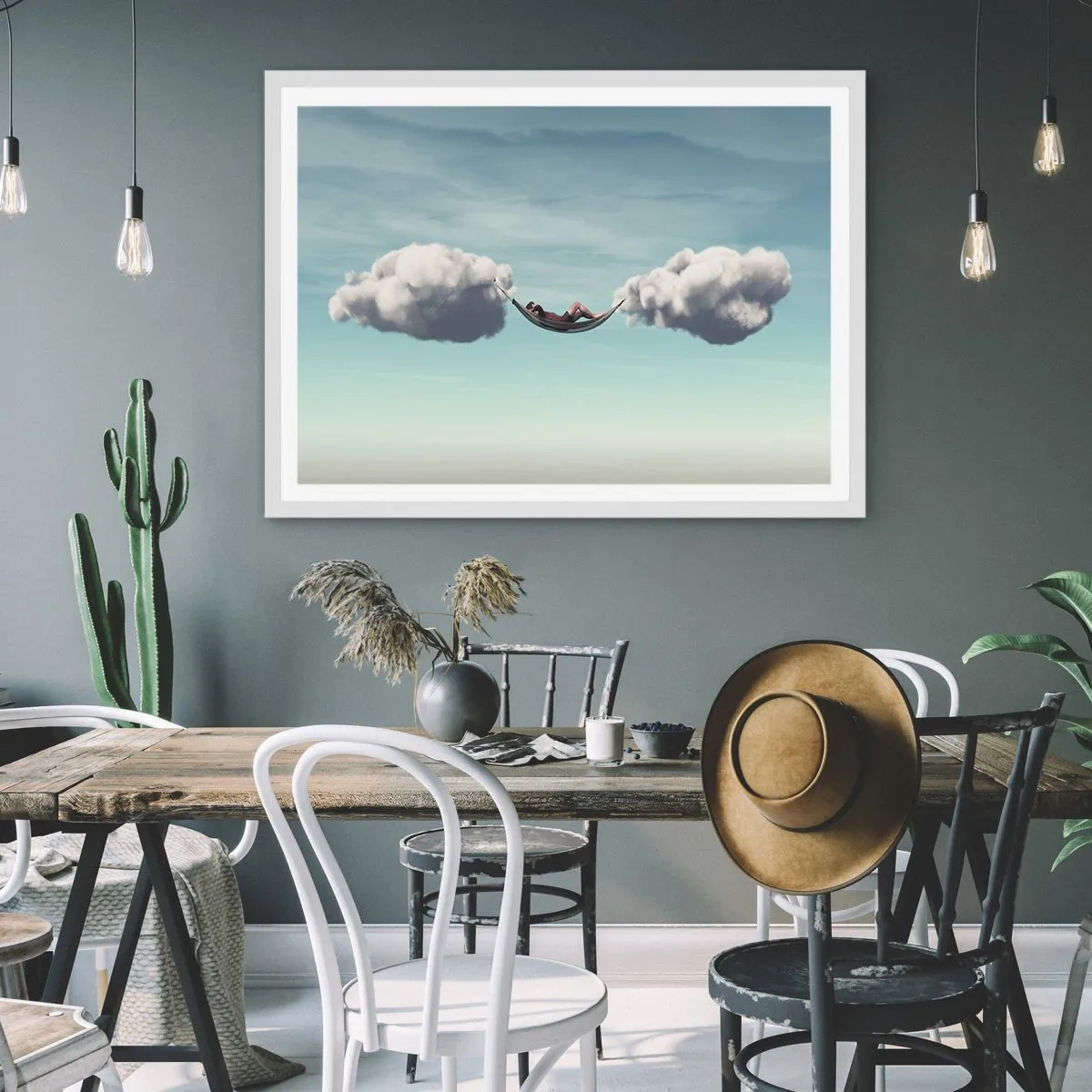 Pôster em moldura branca - A felicidade do momento - 70x50 cm