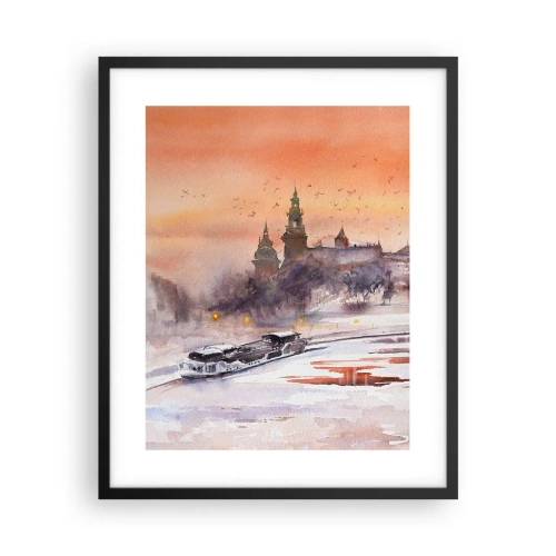 Pôster com moldura preta - Pôr do sol real - 40x50 cm