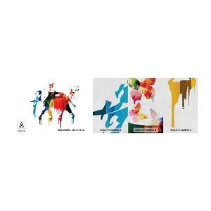 Amostra de papel de parede Premium Sand - Todos podem dançar - Abstração, Elefante, Borboleta - 100x30 cm