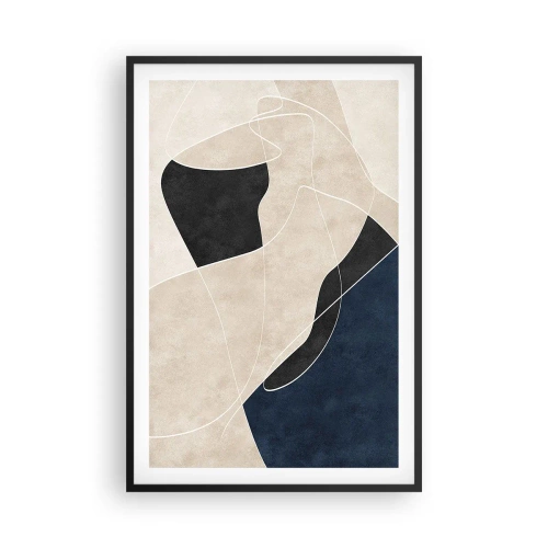 Pôster com moldura preta - Composição abstrata – contraste de cores - 61x91 cm