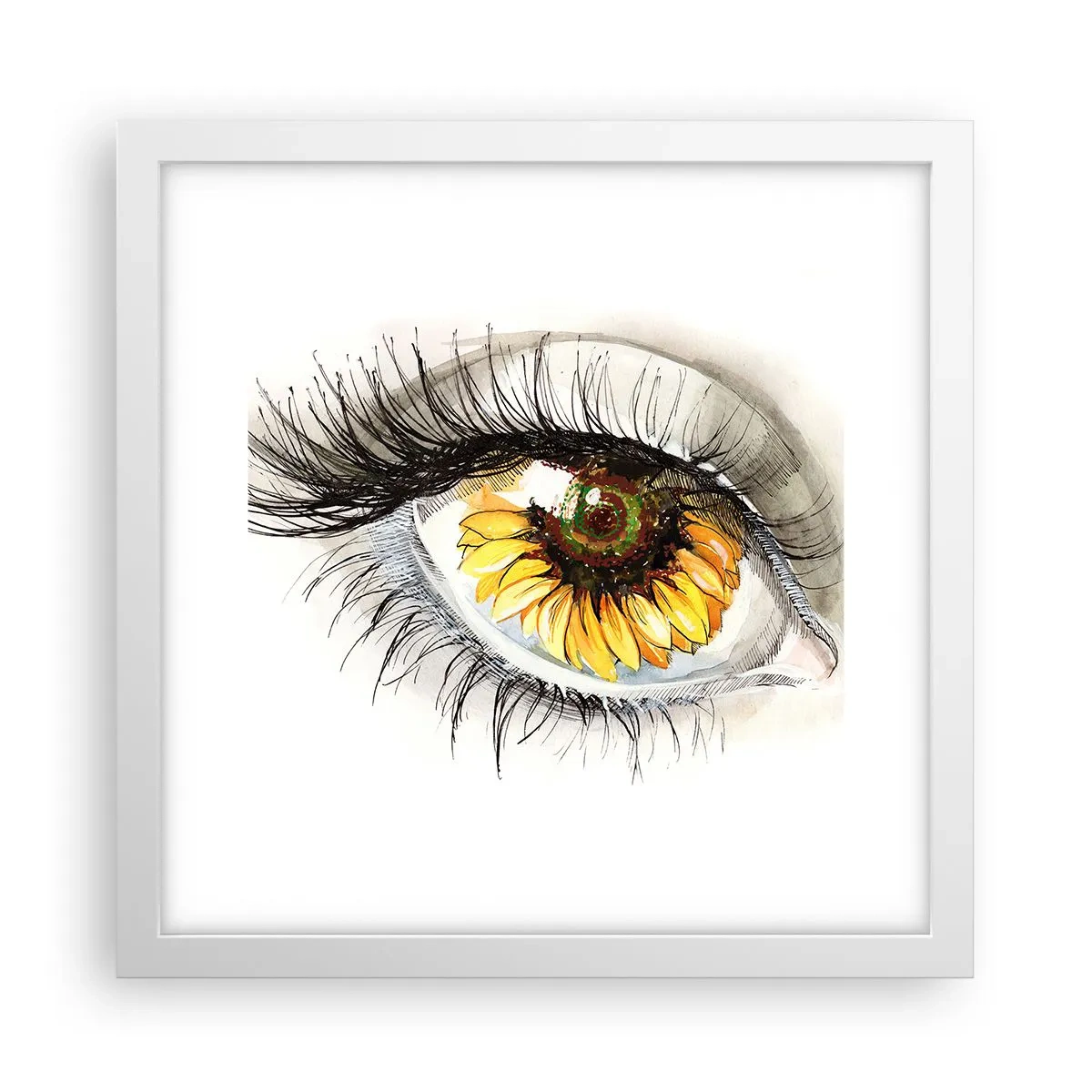 Pôster em moldura branca - Um olhar tão quente como o verão - 30x30 cm