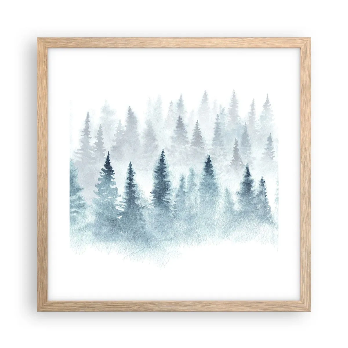 Pôster com moldura de carvalho claro - Envolto no nevoeiro - 40x40 cm