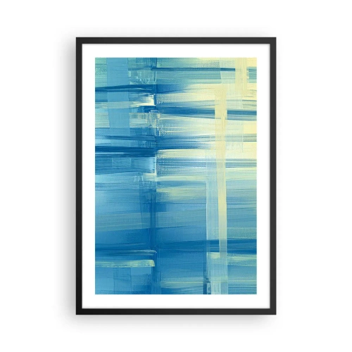 Pôster com moldura preta - Composição abstrata em tons de azul e amarelo - 50x70cm - Composição em turquesa - Decoração de parede moderna para a sala de estar e quarto ARTTOR