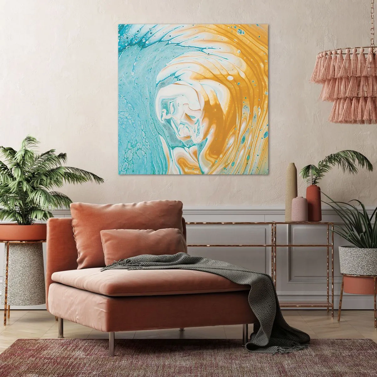 Quadro em tela - Vórtice em pastel - 60x60 cm